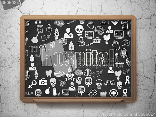 Image of Health concept: Hospital on School Board background