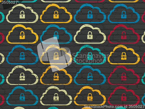 Image of Cloud technology concept: Cloud With Padlock icons on wall background