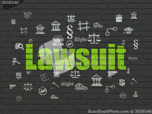 Image of Law concept: Lawsuit on wall background