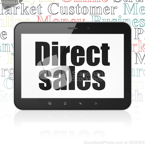 Image of Marketing concept: Tablet Computer with Direct Sales on display