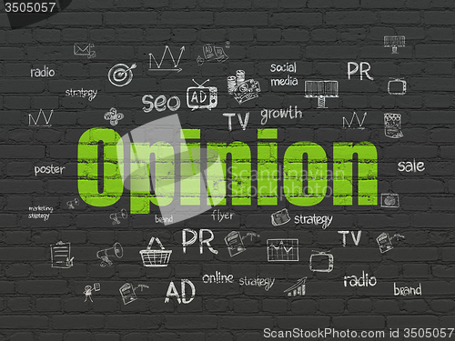 Image of Marketing concept: Opinion on wall background