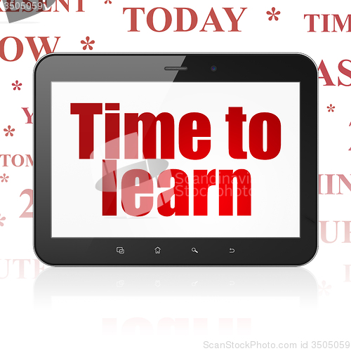 Image of Timeline concept: Tablet Computer with Time to Learn on display