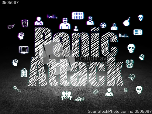 Image of Medicine concept: Panic Attack in grunge dark room