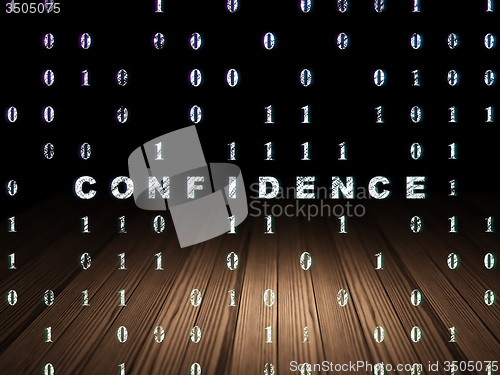 Image of Business concept: Confidence in grunge dark room