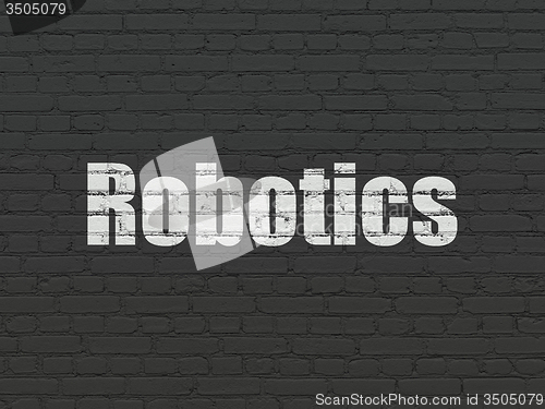 Image of Science concept: Robotics on wall background