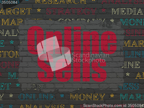 Image of Marketing concept: Online Sells on wall background