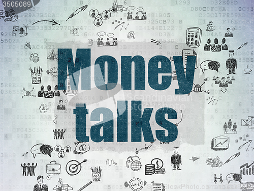 Image of Business concept: Money Talks on Digital Paper background