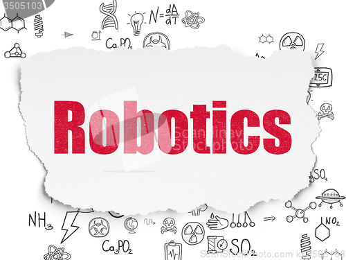 Image of Science concept: Robotics on Torn Paper background