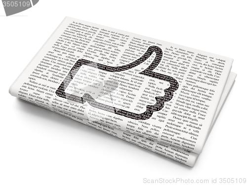 Image of Social network concept: Thumb Up on Newspaper background