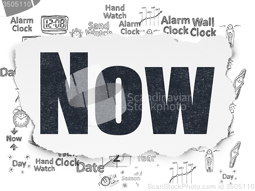 Image of Timeline concept: Now on Torn Paper background