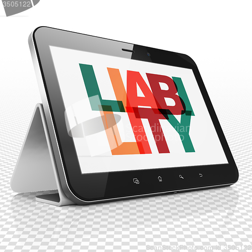 Image of Insurance concept: Tablet Computer with Liability on  display