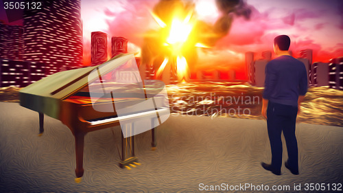 Image of Piano as a symbol of defiance