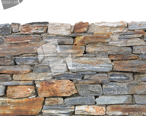 Image of Bottom part rough stone textured wall background isolated on top