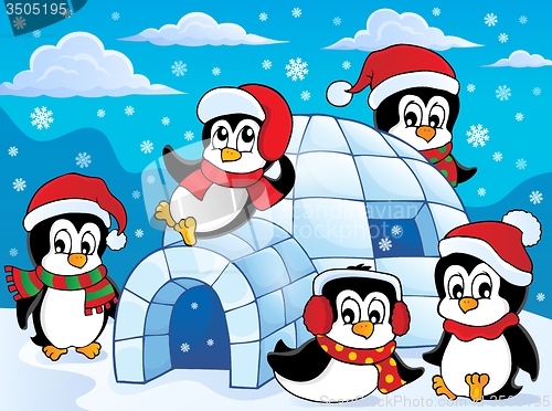 Image of Igloo with penguins theme 2
