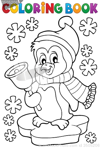 Image of Coloring book Christmas penguin topic 1