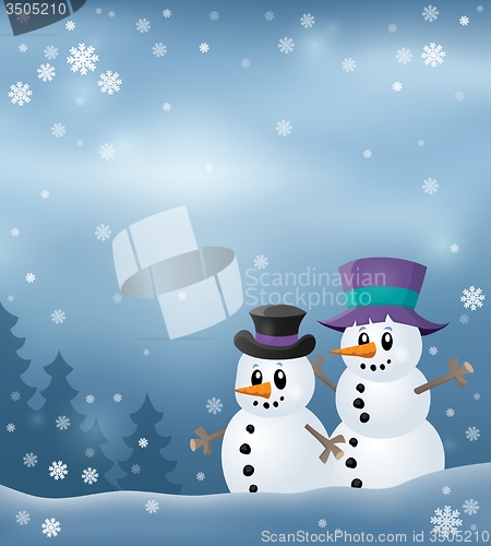 Image of Winter snowmen thematics image 3