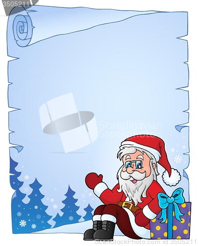 Image of Parchment with Santa Claus and gift