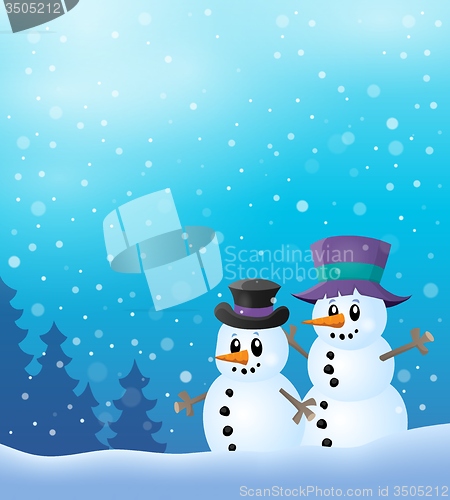 Image of Winter snowmen thematics image 2