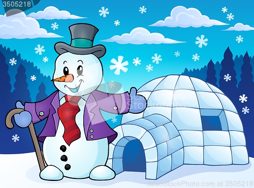 Image of Igloo with snowman theme 1