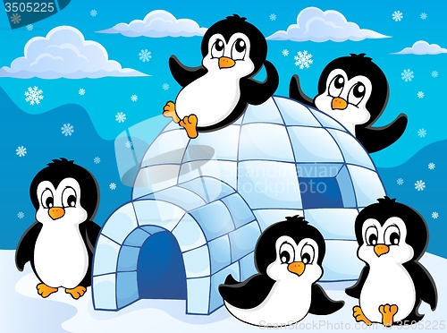 Image of Igloo with penguins theme 1