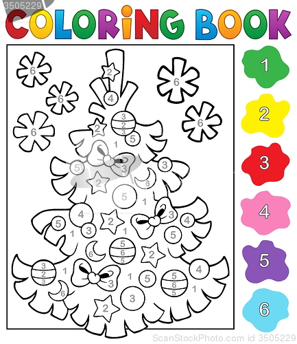Image of Coloring book Christmas tree topic 4