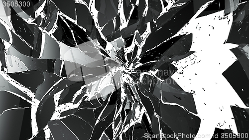 Image of Pieces of splitted or cracked glass on white