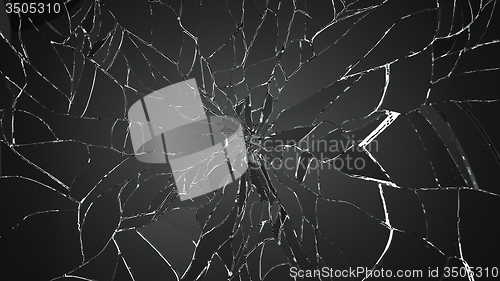 Image of Pieces of broken or cracked glass on white