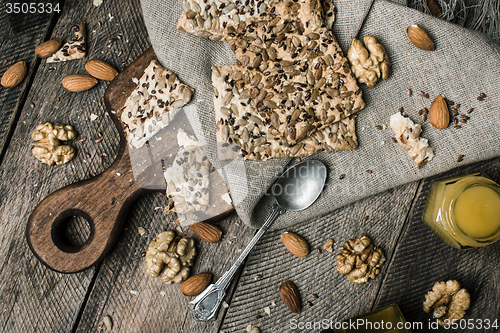 Image of Cookies with seeds  nuts honey for lunch