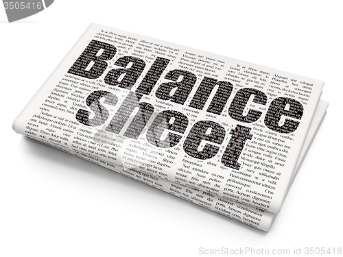 Image of Currency concept: Balance Sheet on Newspaper background