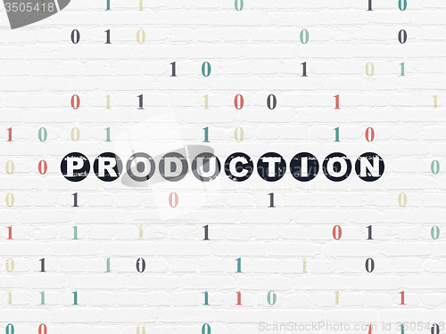 Image of Finance concept: Production on wall background