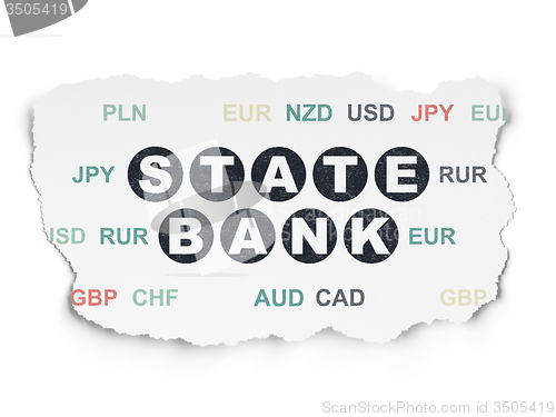 Image of Currency concept: State Bank on Torn Paper background