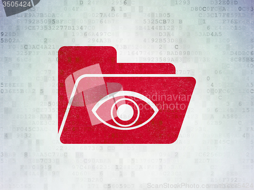Image of Business concept: Folder With Eye on Digital Paper background