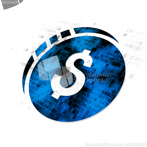 Image of Money concept: Dollar Coin on Digital background