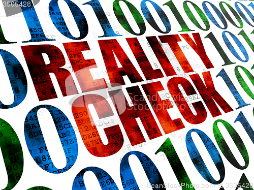 Image of Finance concept: Reality Check on Digital background