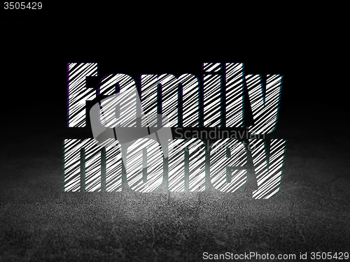 Image of Money concept: Family Money in grunge dark room