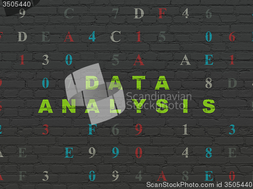 Image of Data concept: Data Analysis on wall background
