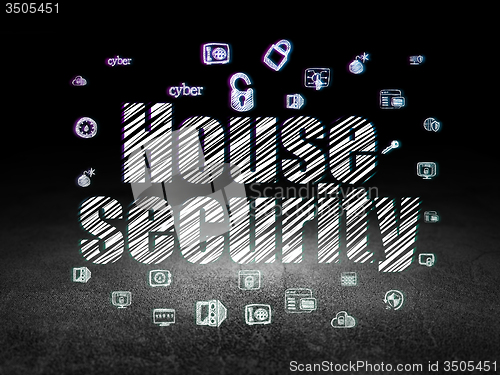 Image of Protection concept: House Security in grunge dark room