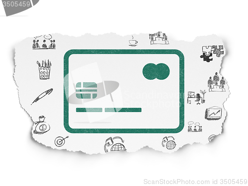 Image of Business concept: Credit Card on Torn Paper background