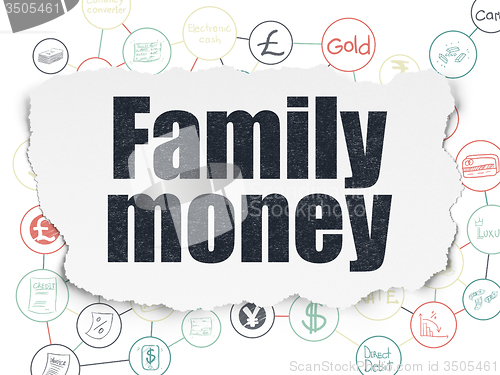 Image of Money concept: Family Money on Torn Paper background