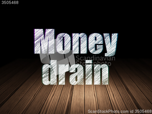 Image of Banking concept: Money Drain in grunge dark room