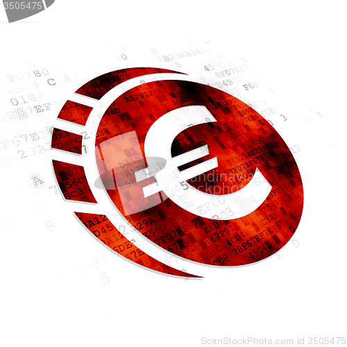 Image of Money concept: Euro Coin on Digital background