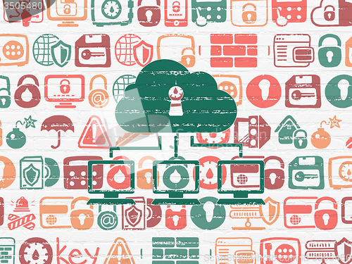 Image of Safety concept: Cloud Network on wall background