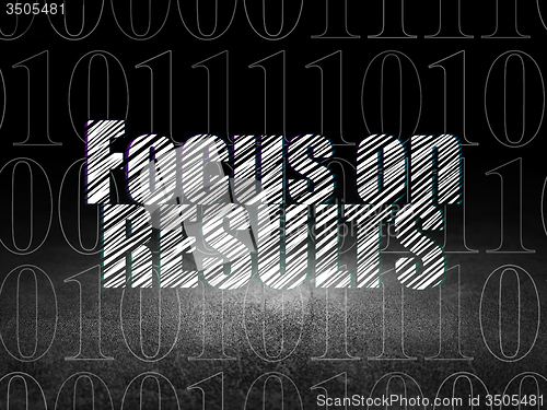 Image of Business concept: Focus on RESULTS in grunge dark room