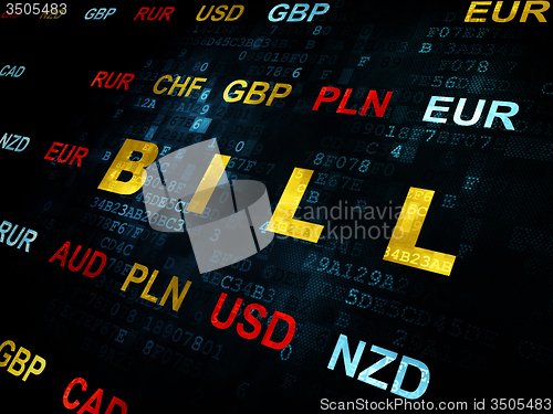Image of Currency concept: Bill on Digital background