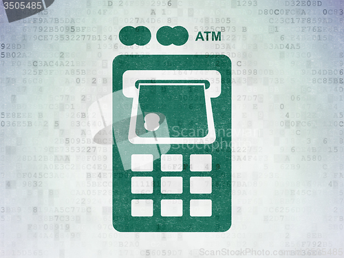 Image of Money concept: ATM Machine on Digital Paper background