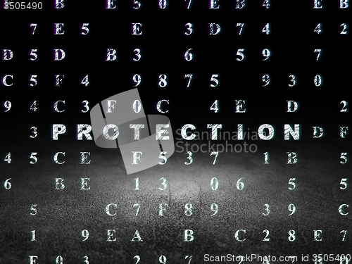 Image of Security concept: Protection in grunge dark room