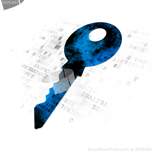 Image of Safety concept: Key on Digital background