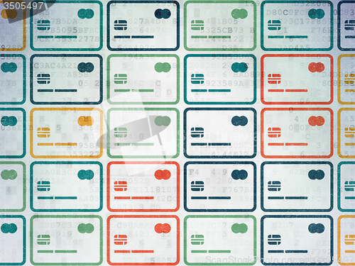 Image of Currency concept: Credit Card icons on Digital Paper background