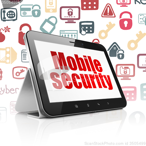 Image of Security concept: Tablet Computer with Mobile Security on display