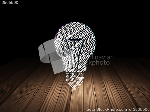 Image of Finance concept: Light Bulb in grunge dark room